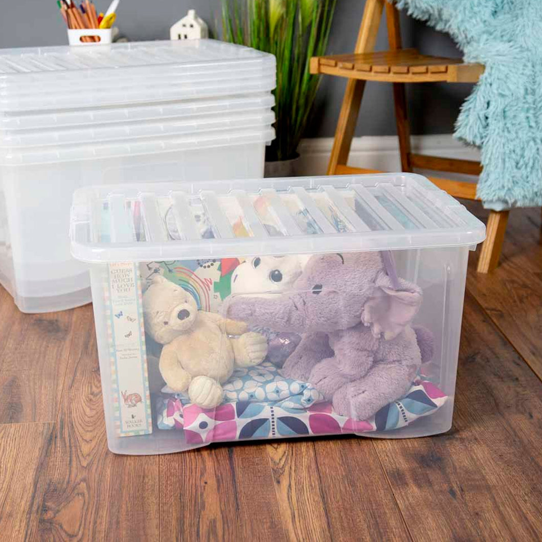 Wham Crystal 60L Storage Box With Clear Lid 5pk