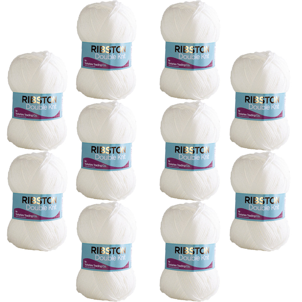 Ribston Double Knit Wool 100g White 01 10 Pack