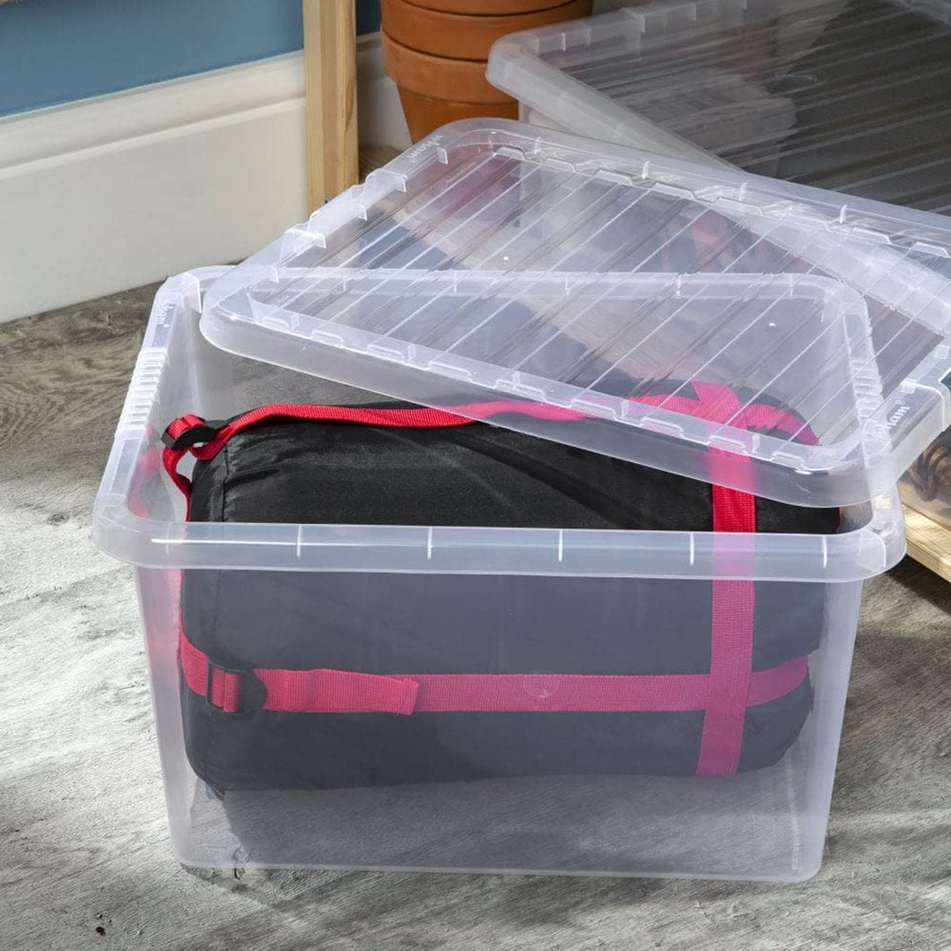 Wham Crystal Clear Storage Box With Lid 35L 3pk