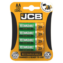 Load image into Gallery viewer, JCB AA Rechargeable Batteries 4 Pack
