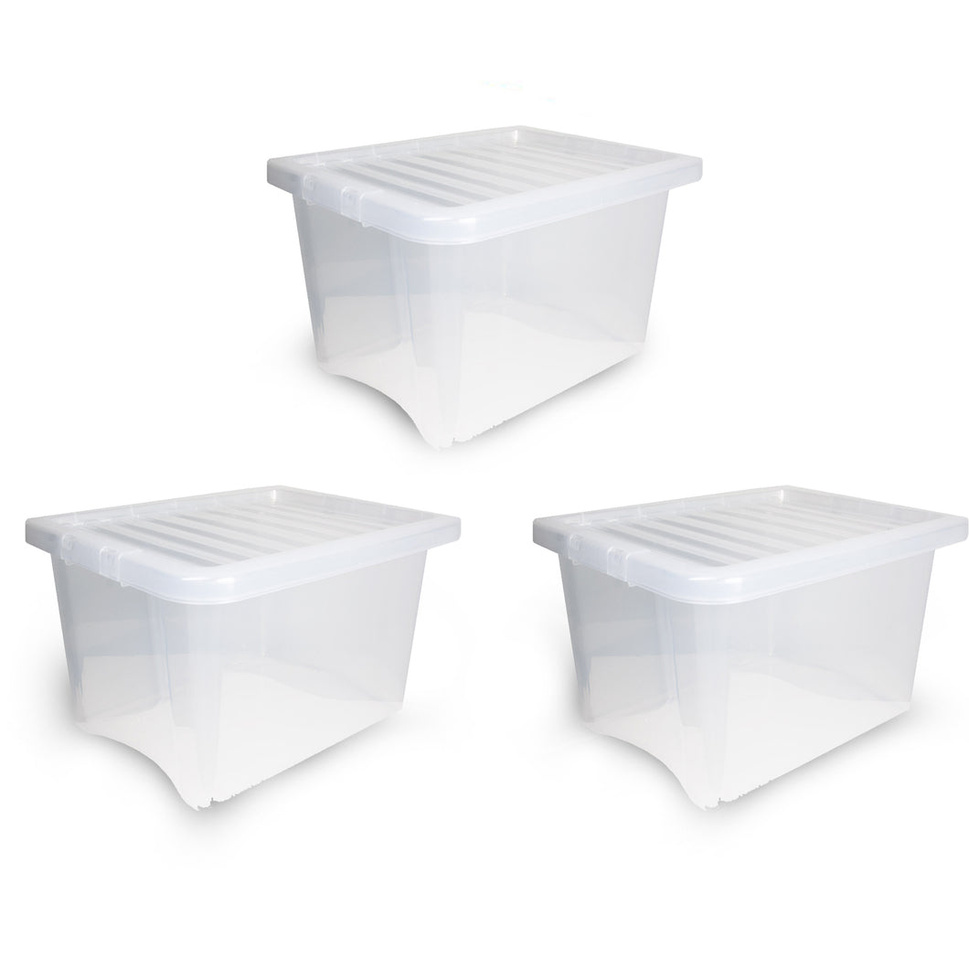 24 Litre Clear Plastic Storage Box 3 Pack
