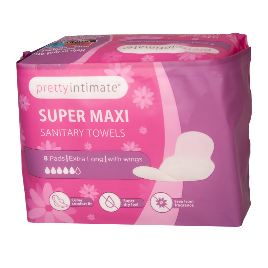 Pretty Intimate Super Maxi Sanitary Towels 8pk