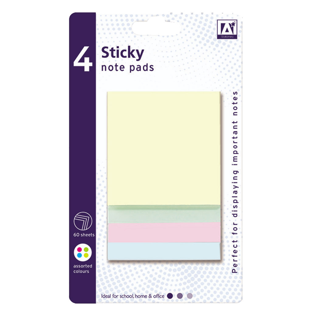 Sticky Note Pads 4pk