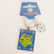 Load image into Gallery viewer, Yorkshire Rose &amp; Map Keyring
