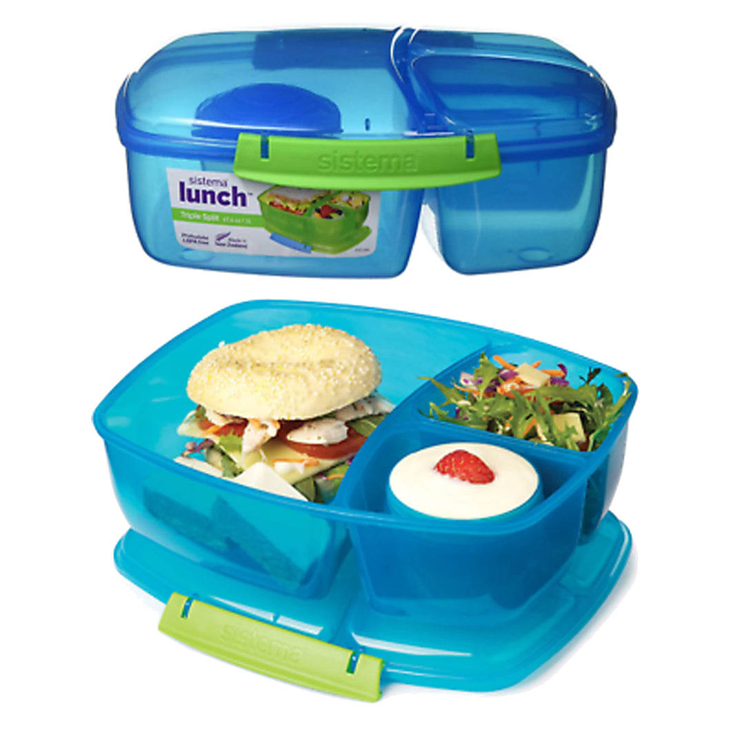 Sistema Blue 2L Triple Split Lunch Box