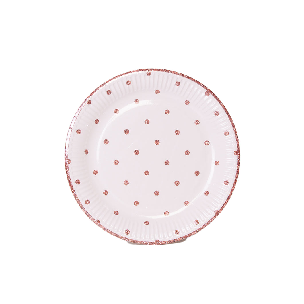 Rose Gold Christmas Paper Plates - 8 Pack