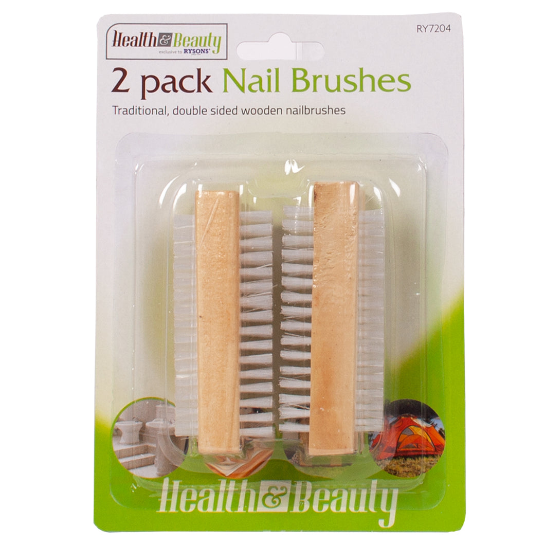 Double Sided Wooden Nail Brushes 2pk