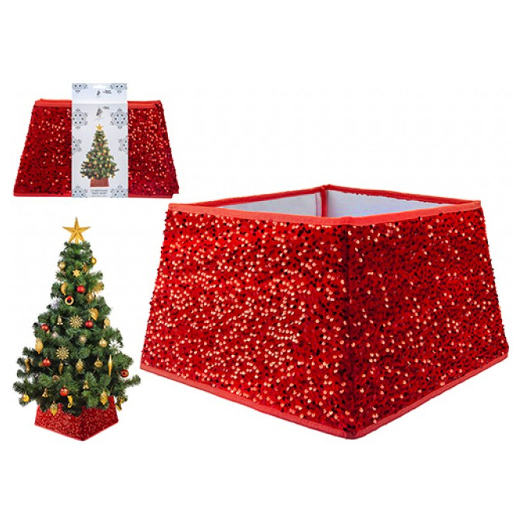 Christmas Tree Folding Sequin Skirt Red