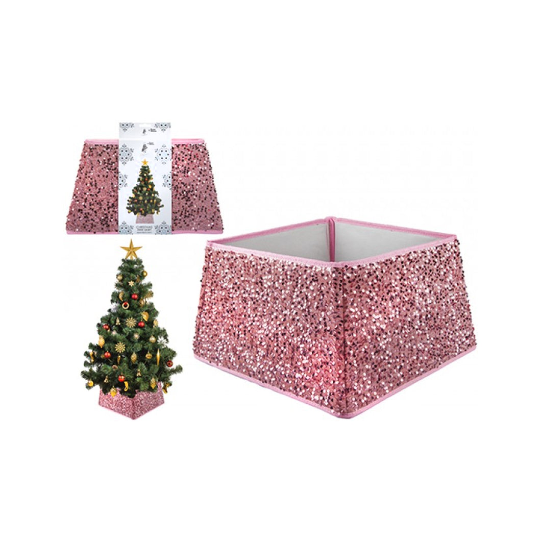 Christmas Tree Folding Sequin Skirt - Pink