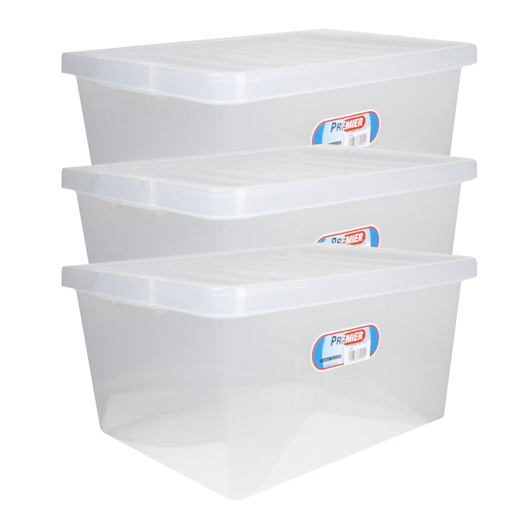 Thumbs Up Clear Plastic Storage Box 27L 3 Pack