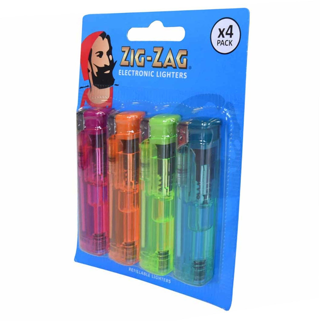 Zigzag Electronic Refillable Lighters 4 Pack