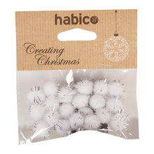 Load image into Gallery viewer, Tinsel Pompoms 13mm - White &amp; Silver
