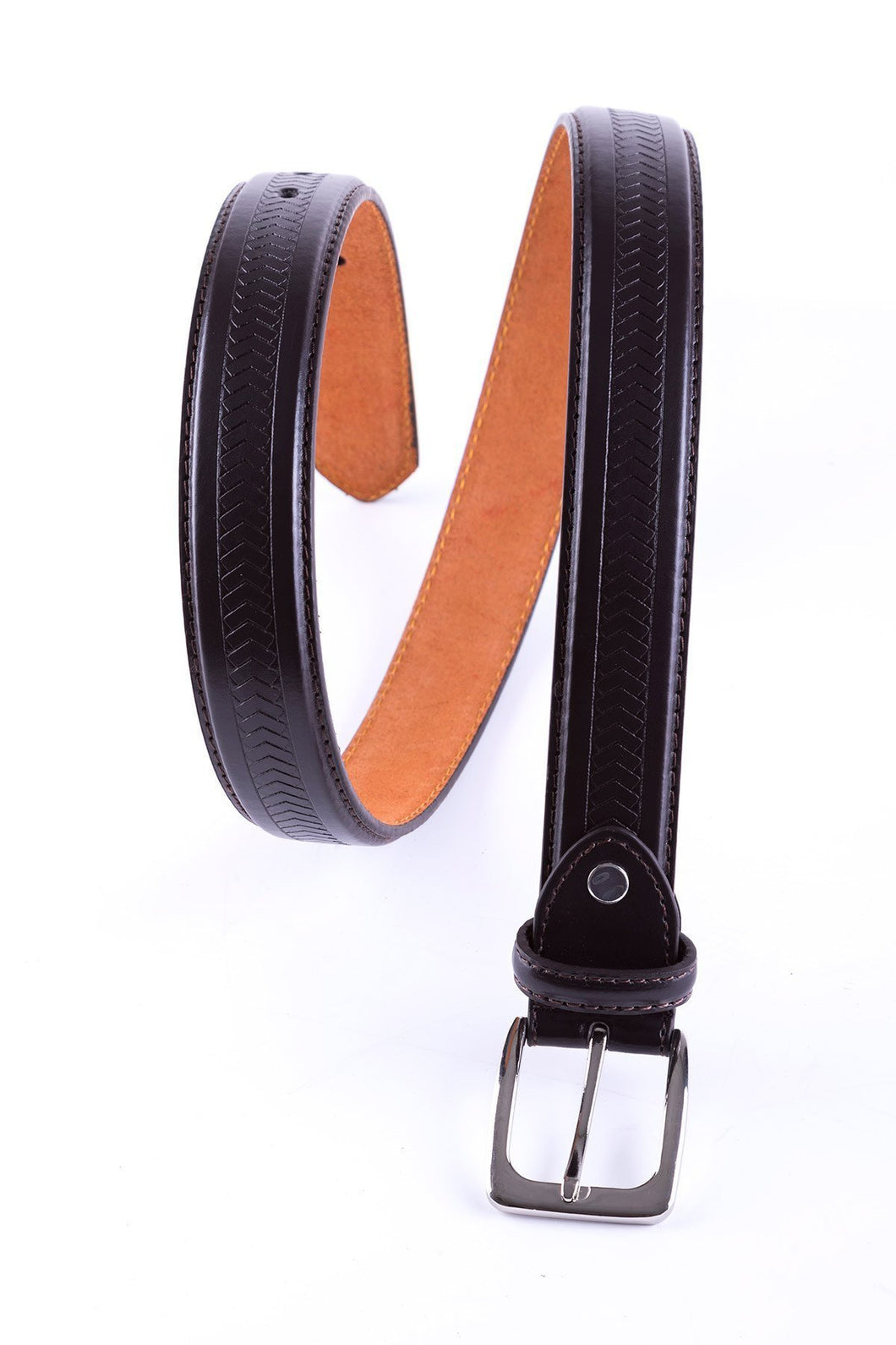 Brown - Patterned Leather Belt 5028