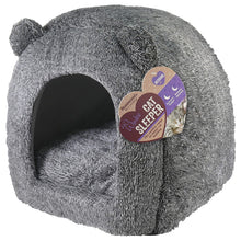 Load image into Gallery viewer, Rosewood Grey Teddy Bear Cat Bed
