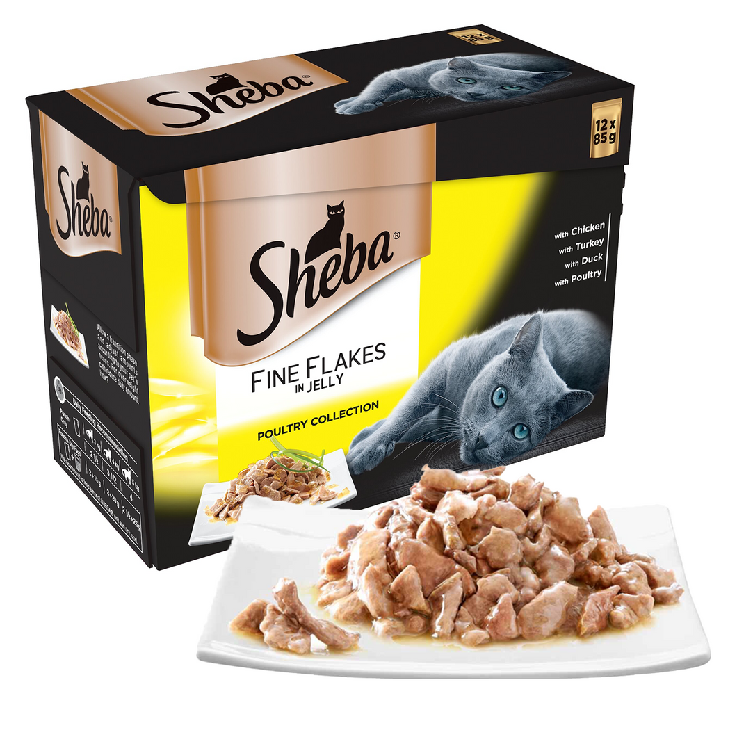 Sheba Fine Flakes in Jelly 12 x 85g - Poultry