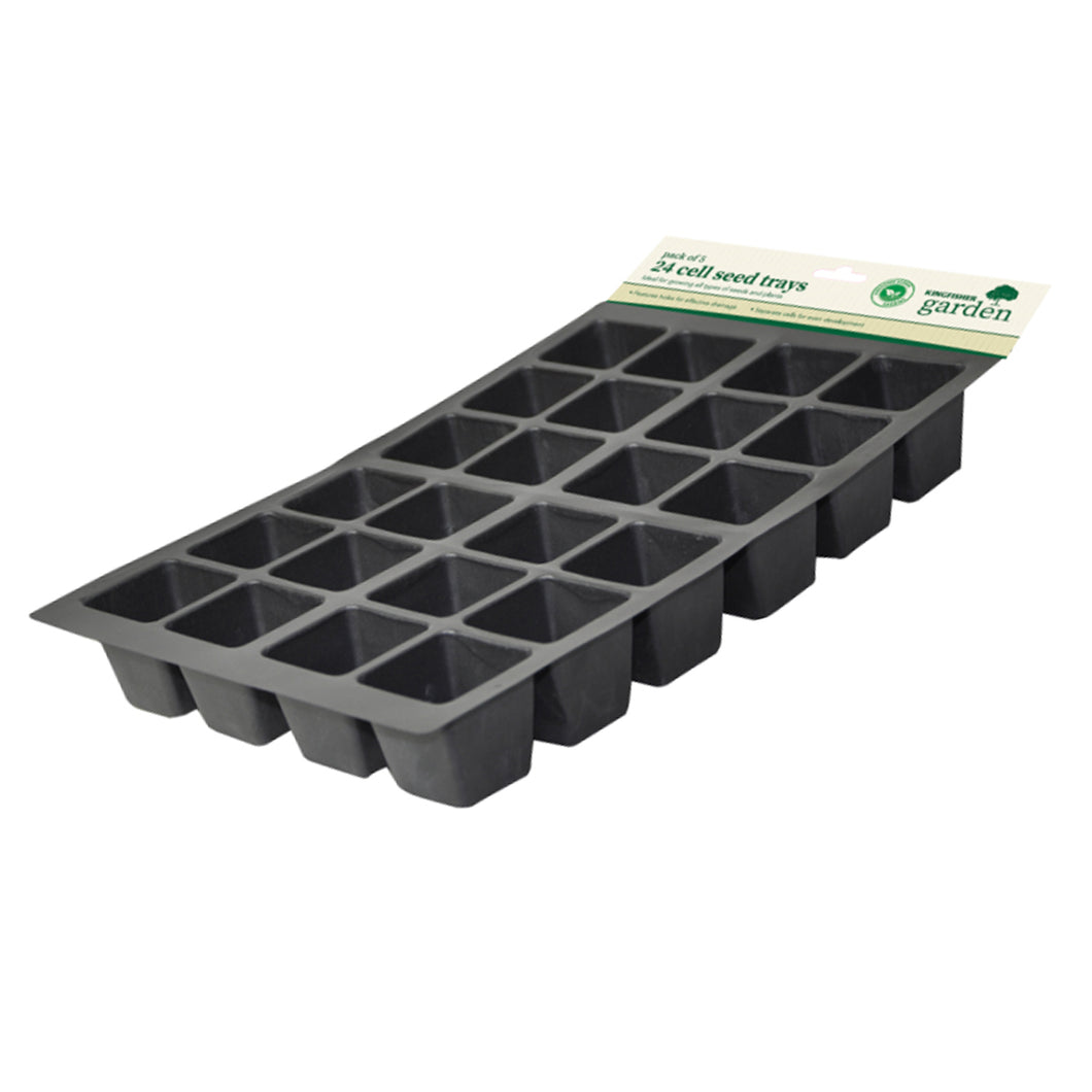 Kingfisher Seedling Tray 24 Cell 33cm 5 Pack 