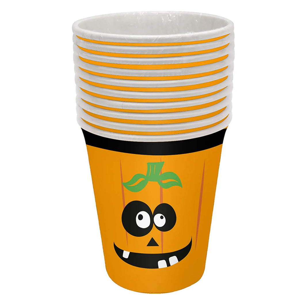 Halloween Party Pumpkin Paper Cups 250ml 12 Pack