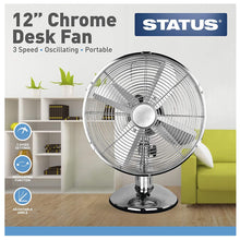 Load image into Gallery viewer, Status 12&#39;&#39; Oscillating Chrome Desktop Fan
