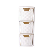 Load image into Gallery viewer, 3 Drawer Cream Rattan Tower