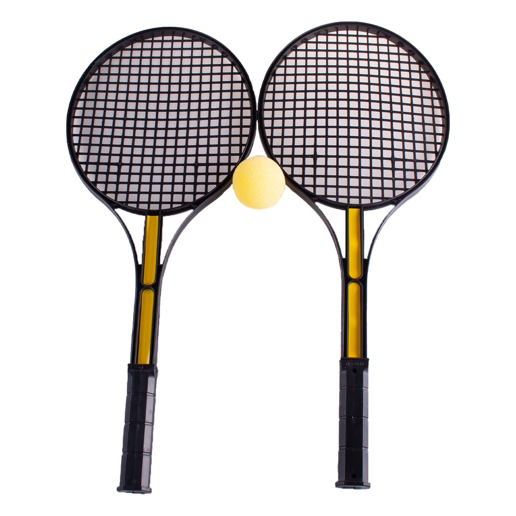 Black Tennis Set With Soft Yellow Ball 52cm X 21cm