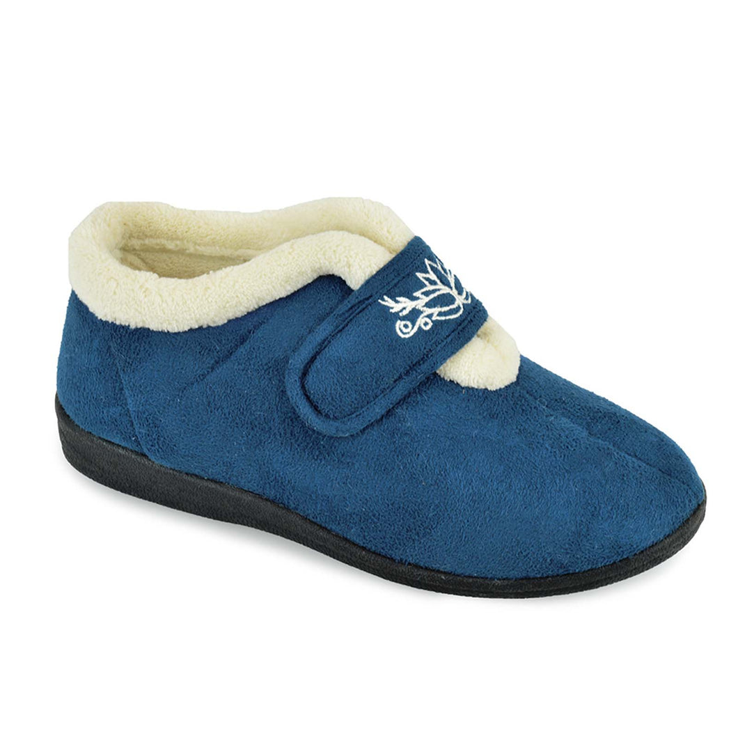 Ladies denim blue velcro slippers