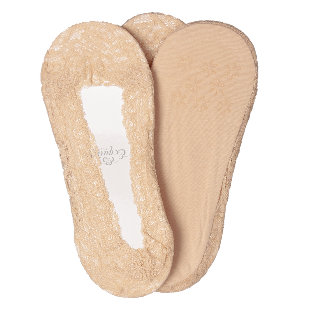 Lace Footsie Socks Size 4-8 3pk - Nude
