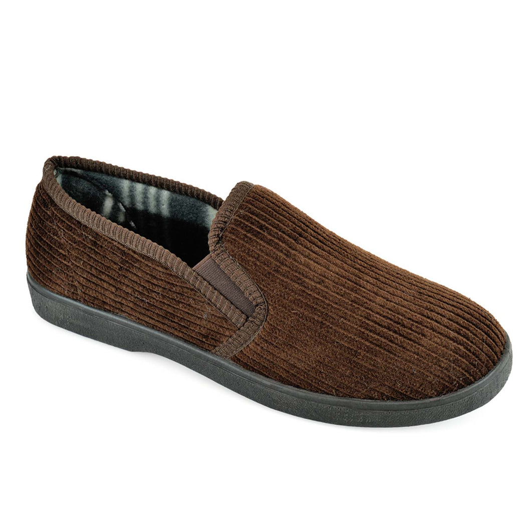 Men's brown cord slippers