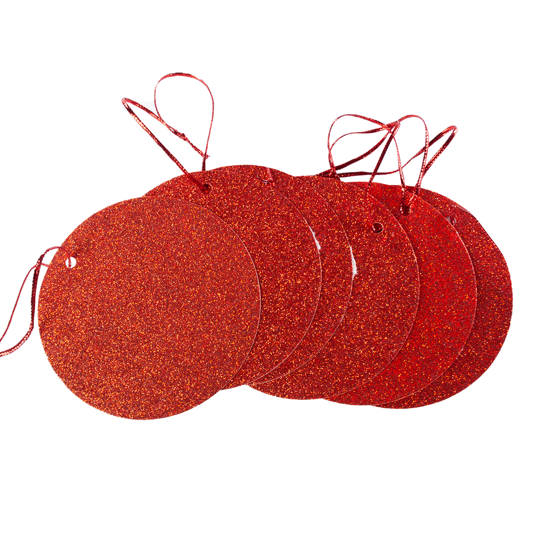 Habico Round Glitter Gift Tags - Red