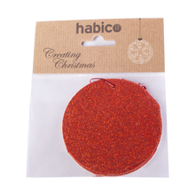 Load image into Gallery viewer, Habico Round Glitter Gift Tags - Red
