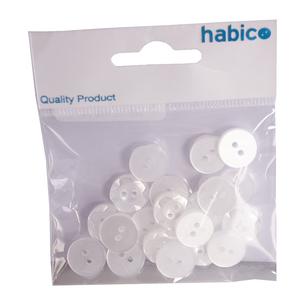 Habico Serrated Edge Buttons 14mm 20pk - White