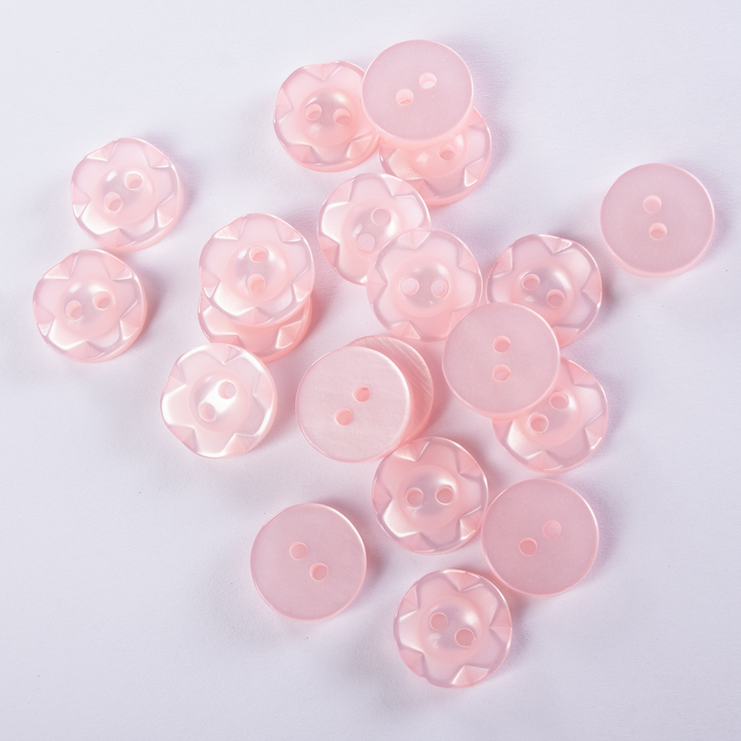 Habico Serrated Edge Buttons 14mm 20pk - Pink