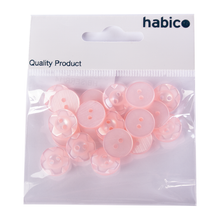 Load image into Gallery viewer, Habico Serrated Edge Buttons 14mm 20pk - Pink
