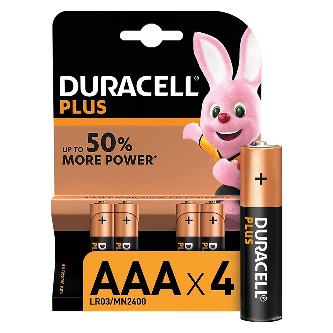 Duracell Plus Power AAA MN2400 1.5V Alkaline Batteries 4 Pack
