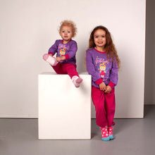 Load image into Gallery viewer, 2 young girls wearing purple and pink fairy pyjamas
