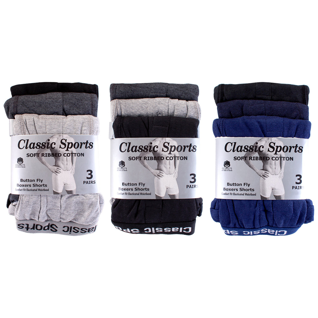 Men's Classic Sport Boxers 3 Pack Assorted
