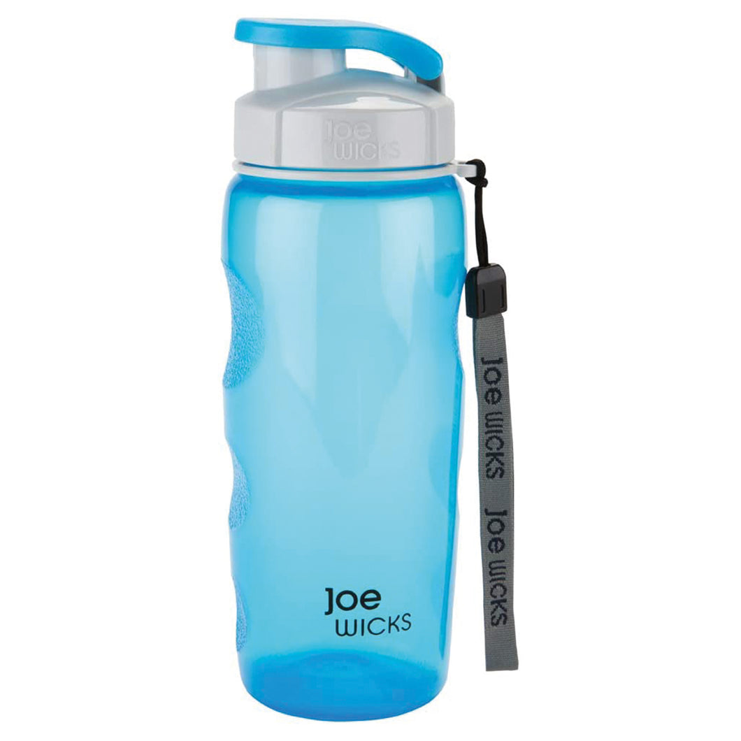 Joe Wicks blue water bottle with wrist strap