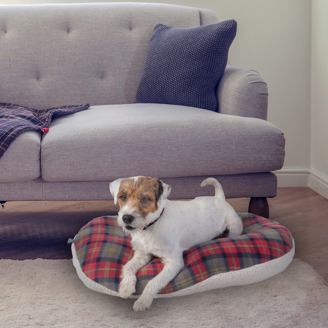 Zoon Medium Check Oval Dog Cushion