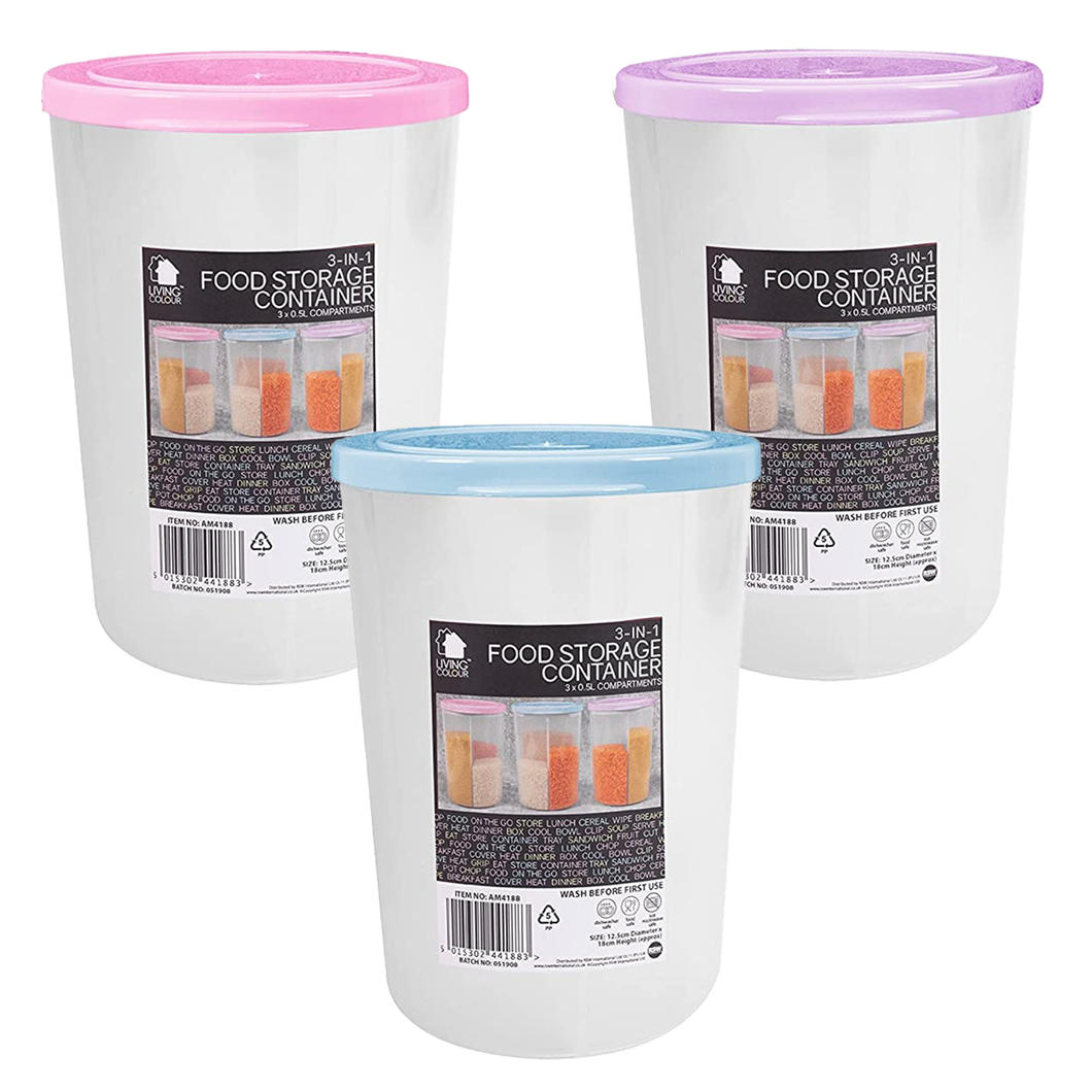 3 in 1 Food Container Divided 2.25L