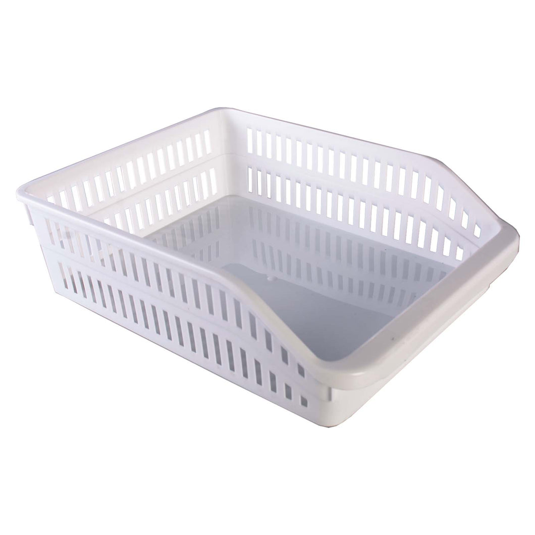 White plastic storage box with ventilation holes on its sides
