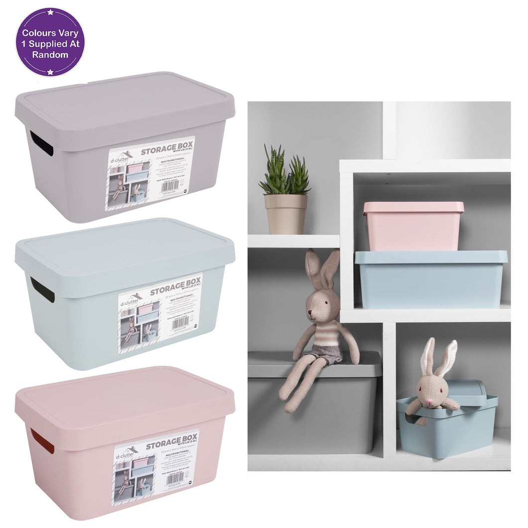 Assorted D-Clutter Storage Box With Lid 3.6L