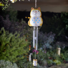 Load image into Gallery viewer, Smart Solar Ceramic Cat Windchime
