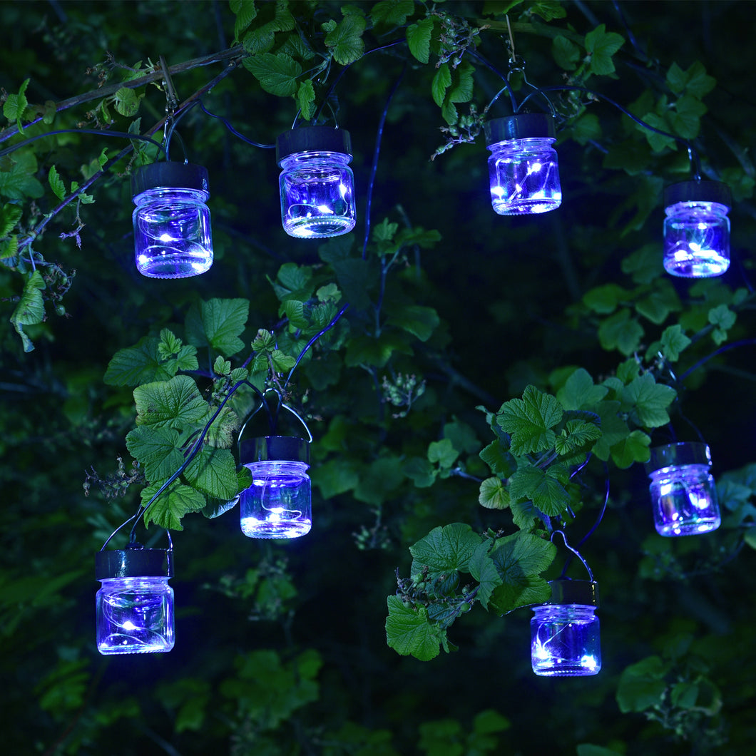 Smart Solar Firefly Opal Jar String Lights - Set of 10