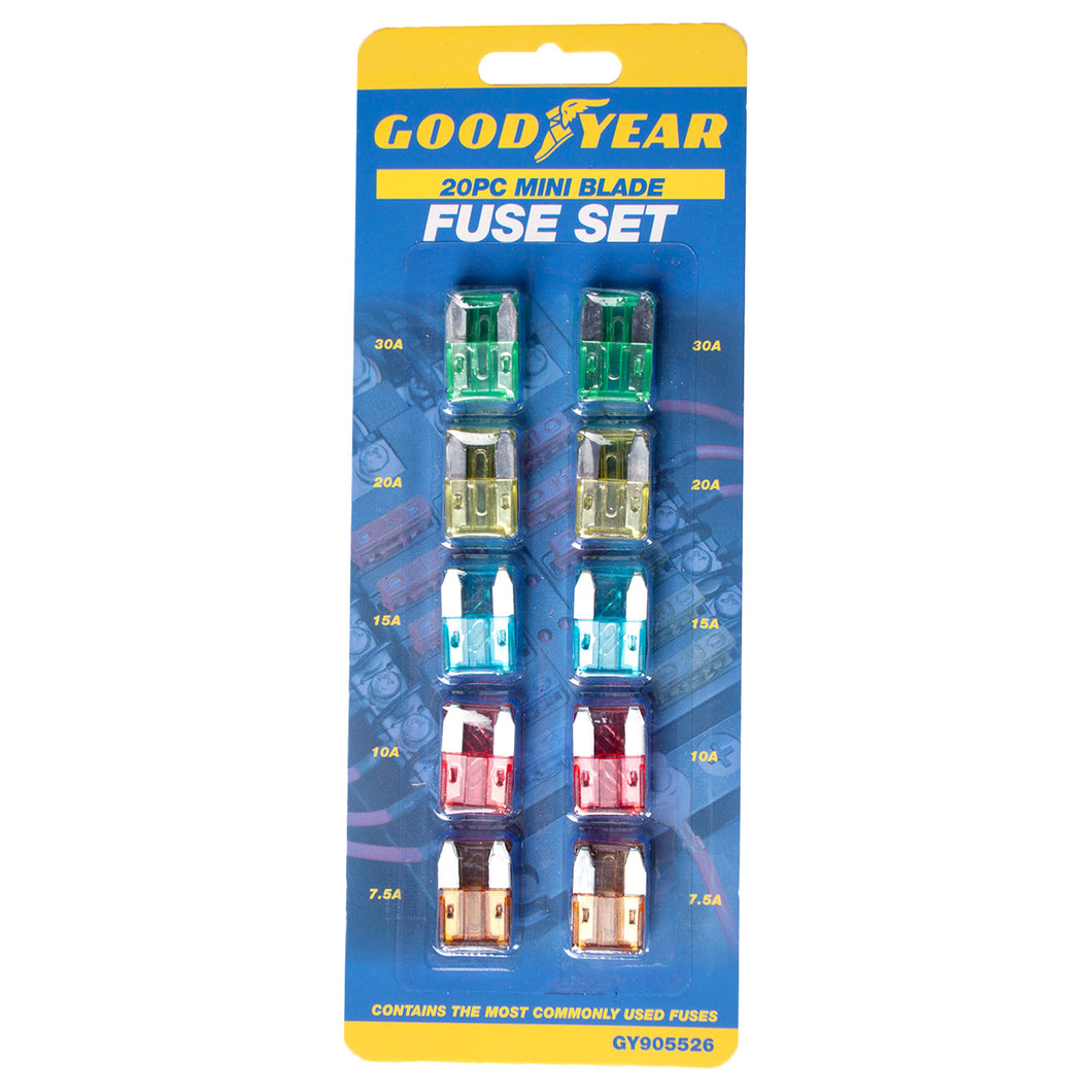 Goodyear Mini Blade Fuse Set 20 Pack