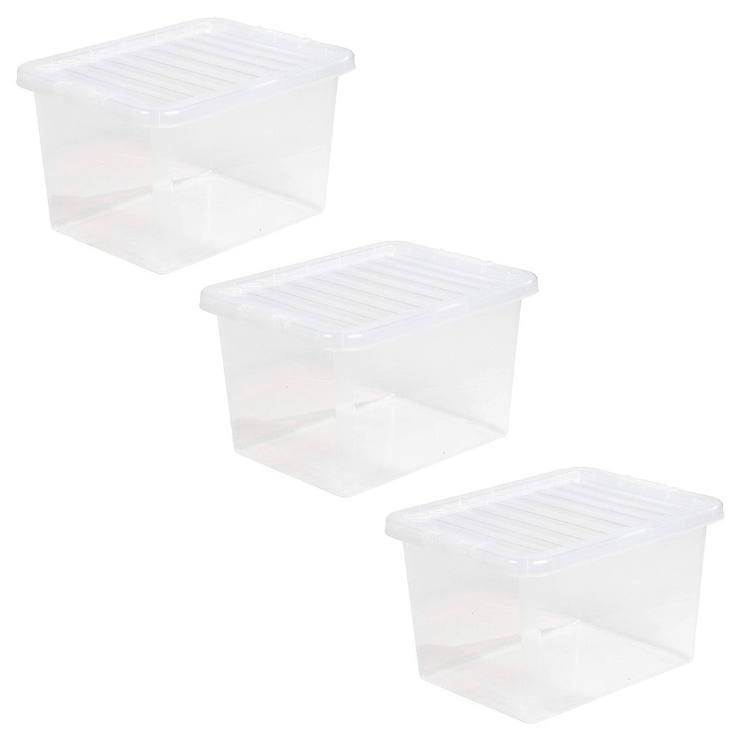 Wham Crystal 25 Litre Storage Box And Lid 3 Pack