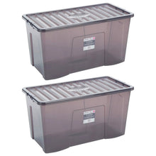 Load image into Gallery viewer, Wham Crystal Smoke Grey Storage Box 110L 2 Pack
