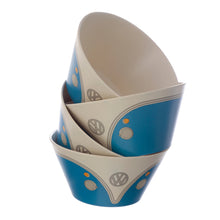 Load image into Gallery viewer, Volkswagen Blue Campervan Bamboo Set of 4 Bowls
