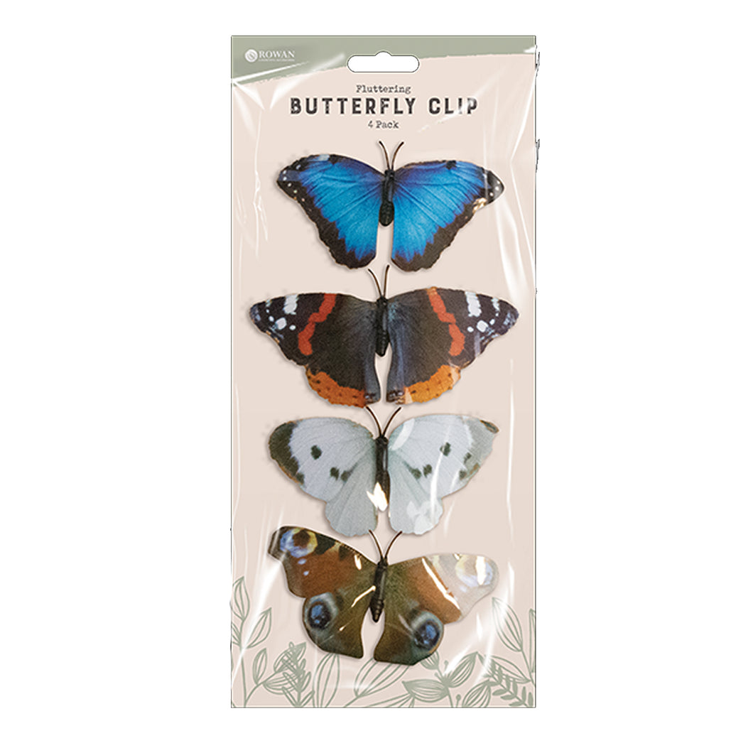 Rowan Fluttering Butterfly Decorations On Clip 4pk