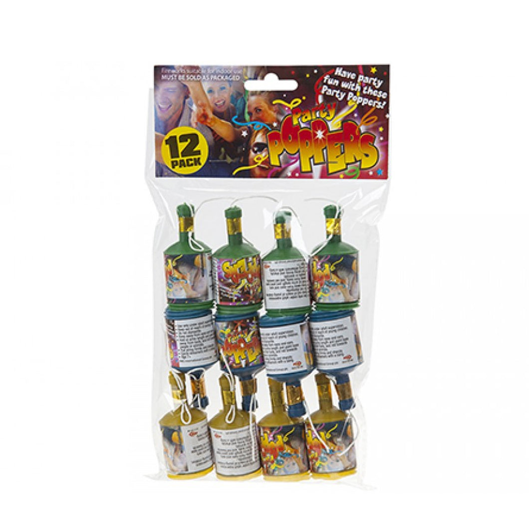 Pack of 12 Party Poppers