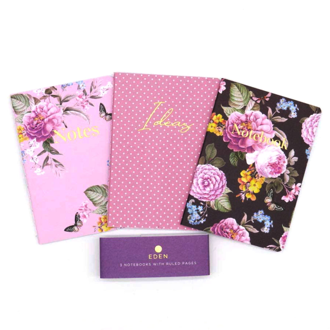 Design By Violet Garden Of Eden Lined Notebooks A6 3 Pack