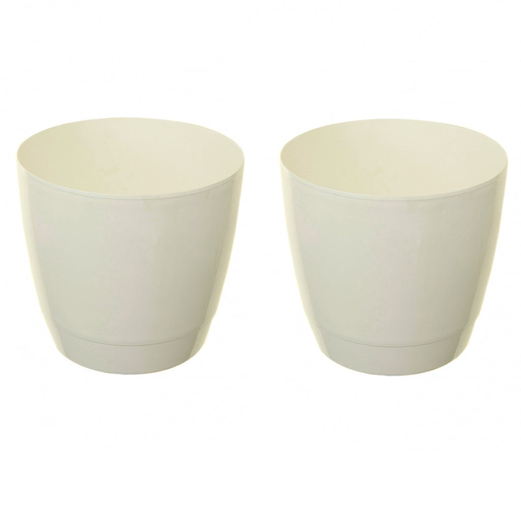 Whitefurze 18cm White Round Indoor Plant Pot Cover 2 Pack